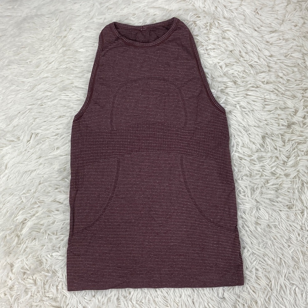 Lululemon Run: Swiftly Tech Tank Tonka Stripe Heathered Bordeaux Drama Bordeaux